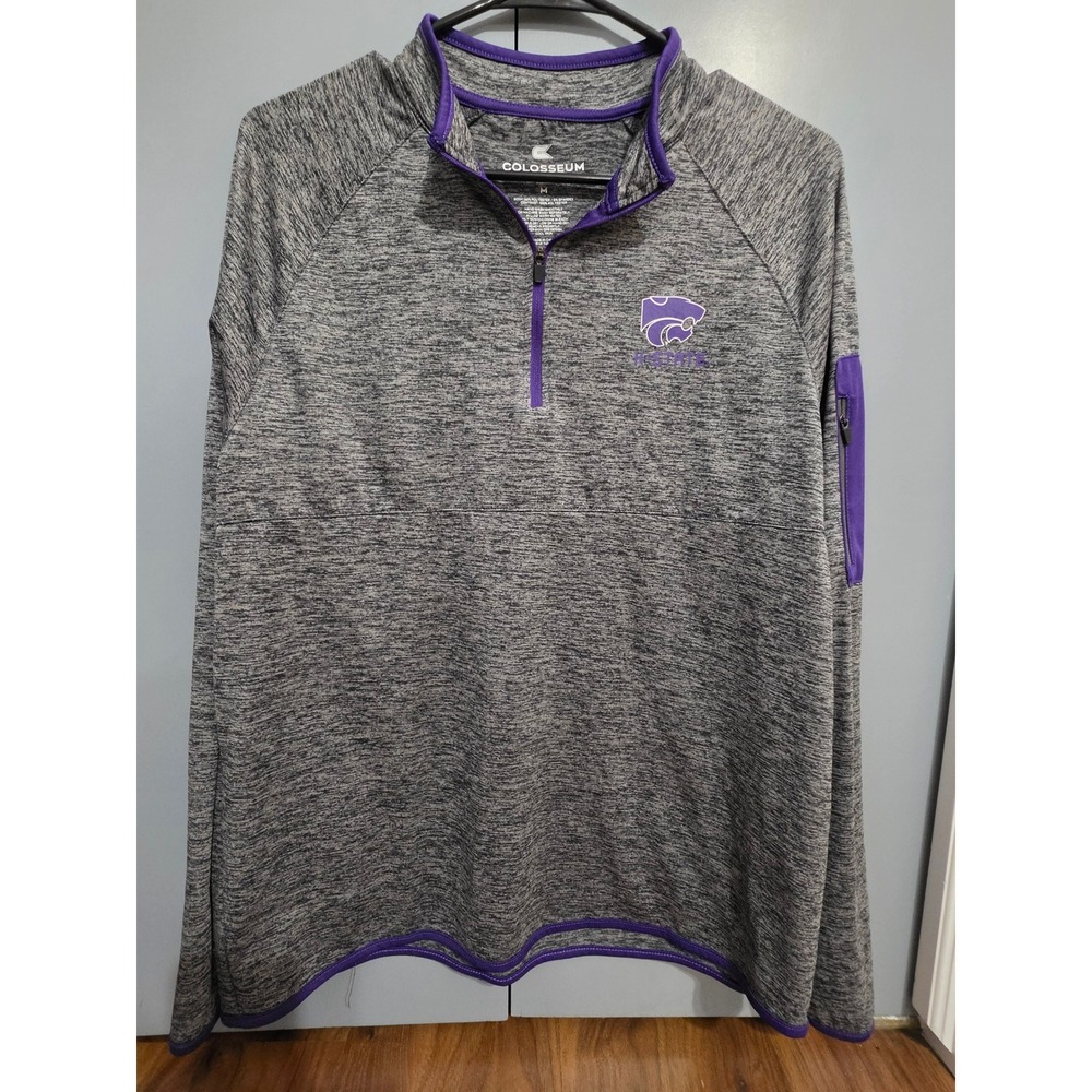 Colosseum Quarter Zip Pullover Mens Medium Gray K-State Wildcats NCAA